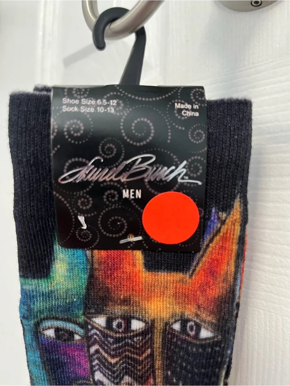 Laurel Burch Men’s Multicolor Graphic Socks Vibrant Cat Pattern Sz 6.5-12 New